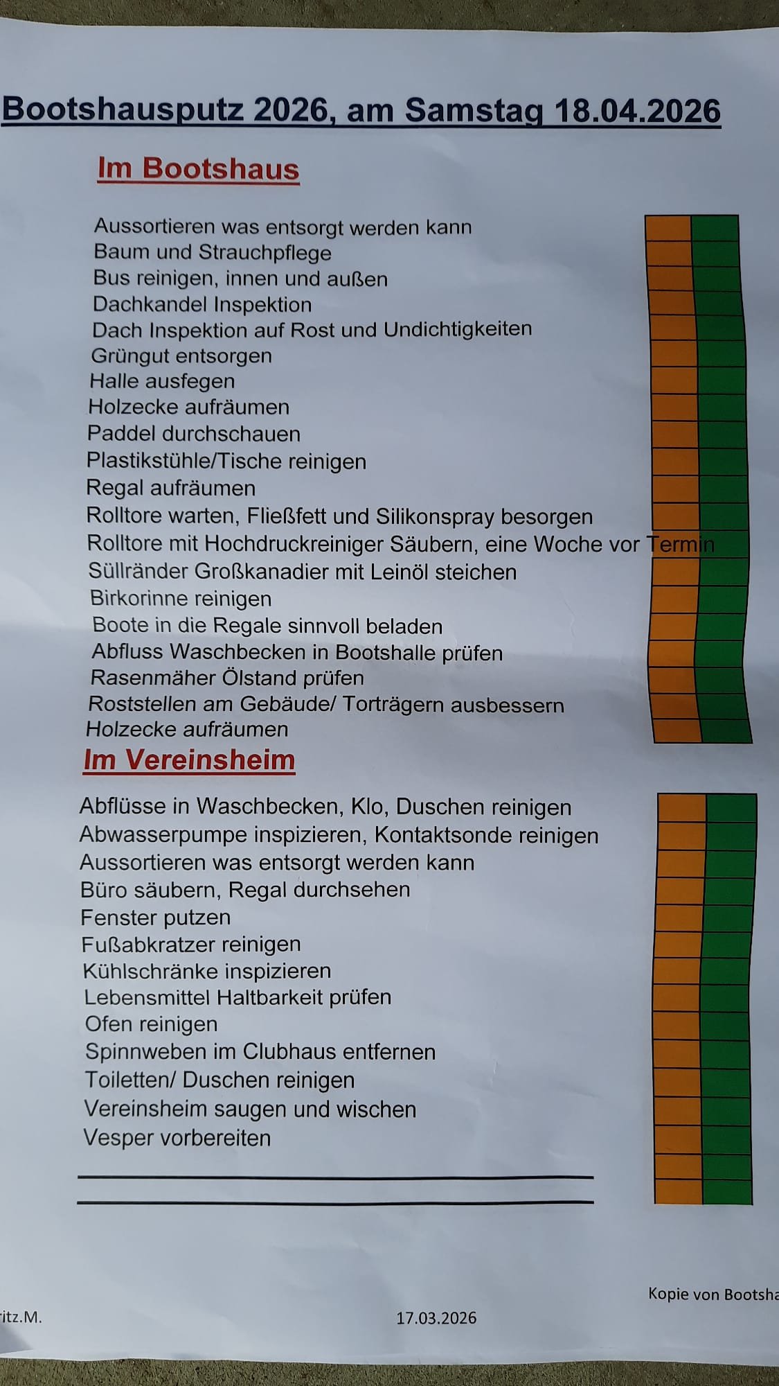 Liste von anstehenden Aufgaben